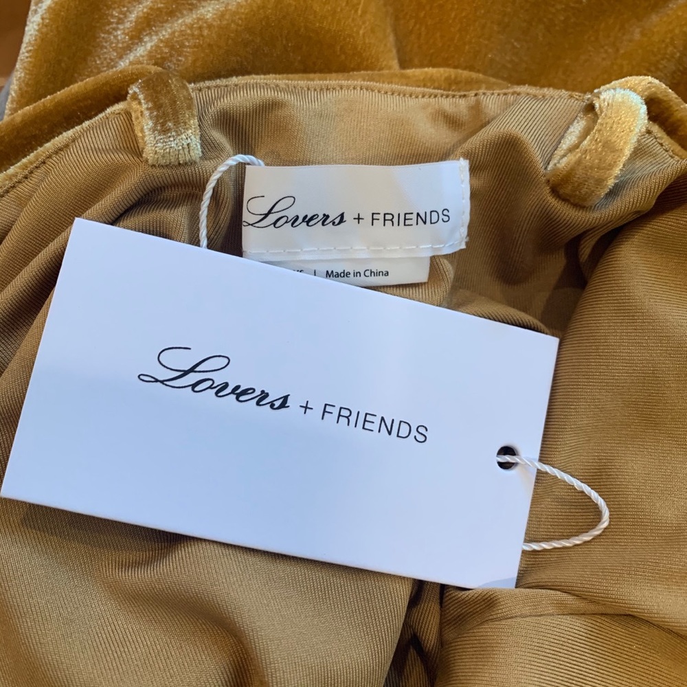 LOVERS + FRIENDS LINA GOLDEN VELVET SUMMER DRESS - Picture 5 of 5